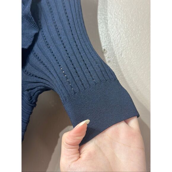 NWOT Ruffle Trim Pointelle Night Melange Fit & Flare Yoke Dress Women's Small - Picture 4 of 13